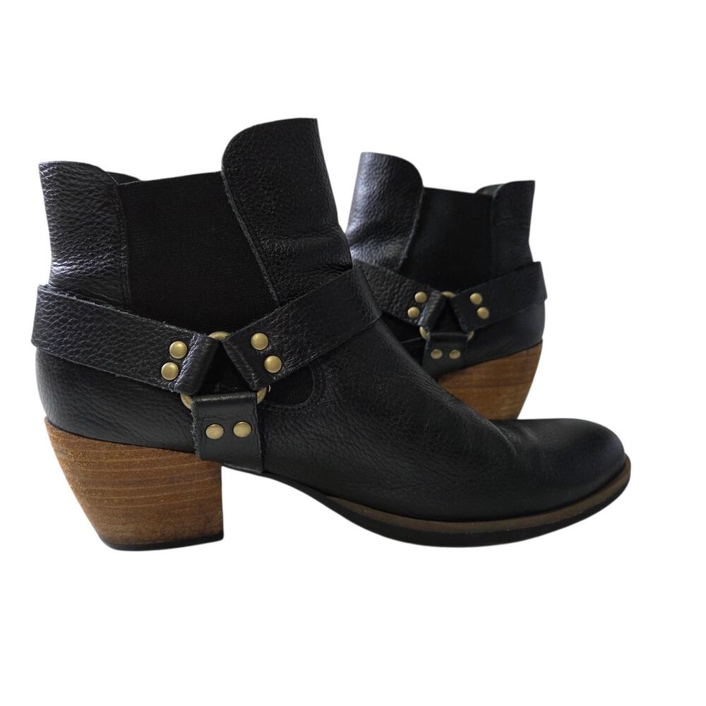 Korks Cyanna Black Pebbled Leather Boot Womens SZ 8.5 Harness Western Boho - Picture 3 of 11